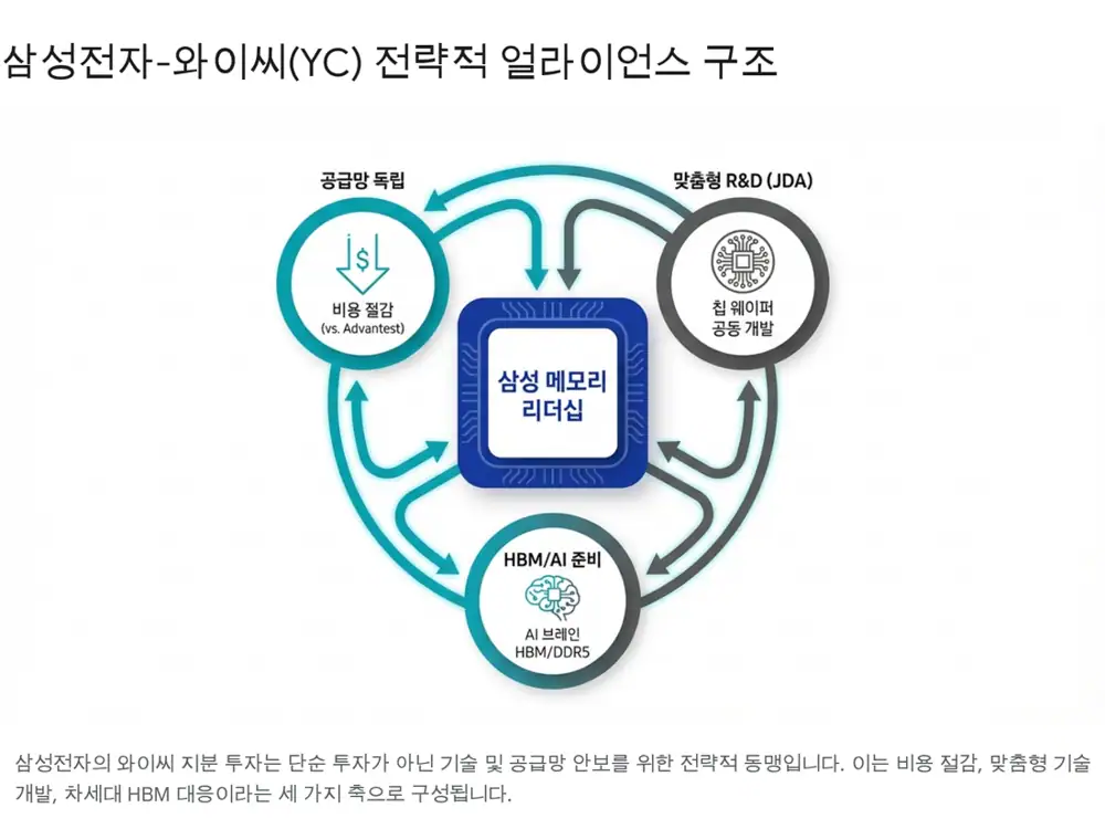 와이씨 HBM 테스트와 경영진 전략 이미지