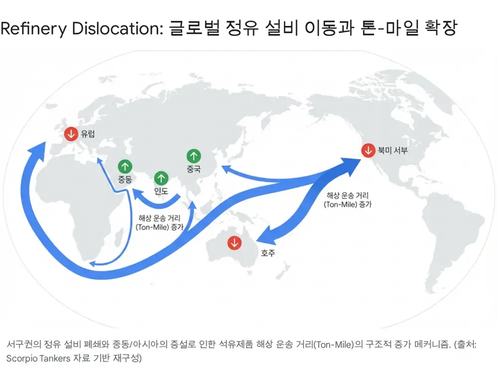 Scorpio Tankers 제품 탱커와 정유 설비 불일치 관련 이미지